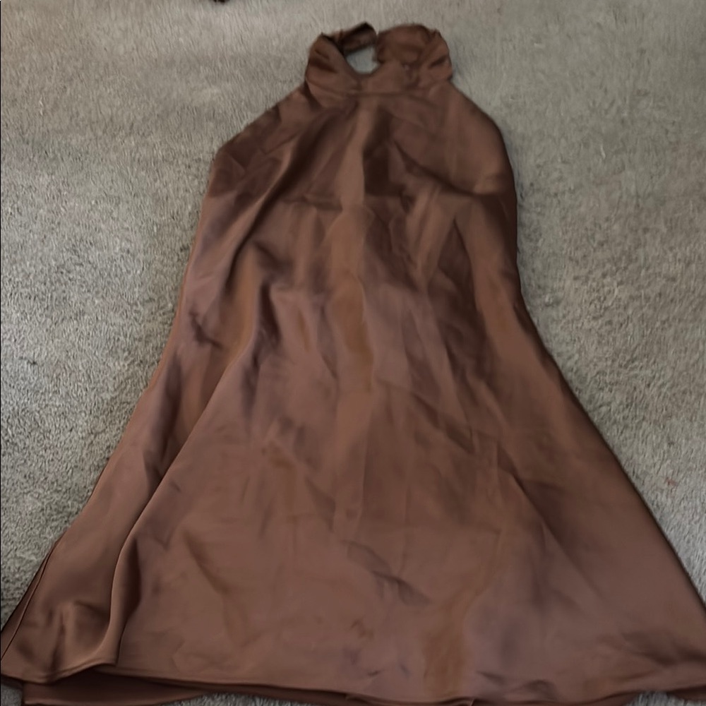 Cotton Candy Brown Ruched A-Line Cocktail Dress 008